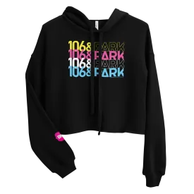 106 & Park Repeat Logo Women's Fleece Crop Hooded Sweatshirt
