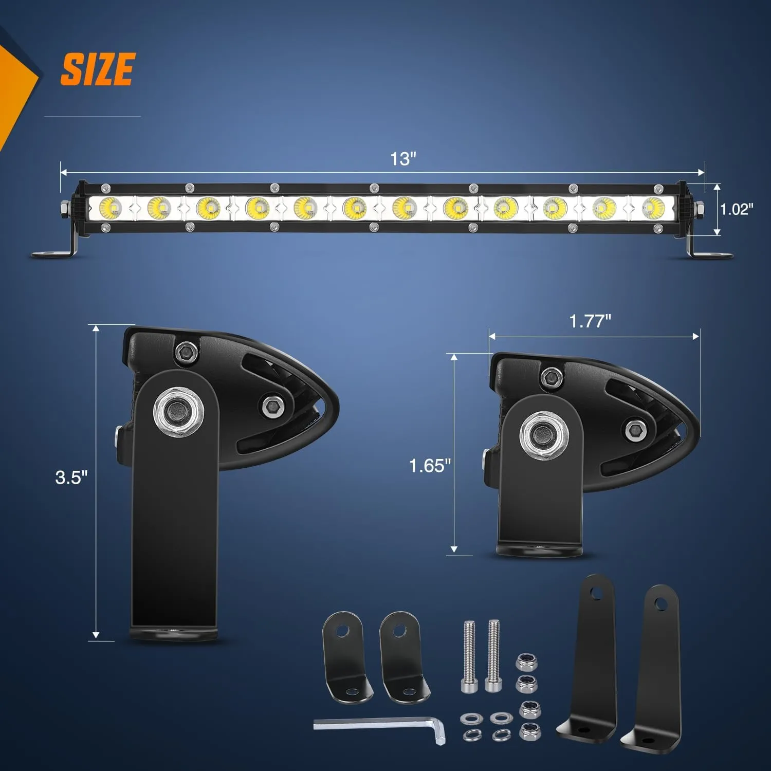 13 Inch 36W 12LED Single Row Ultra-Slim Spot Flood Combo LED Light Bars