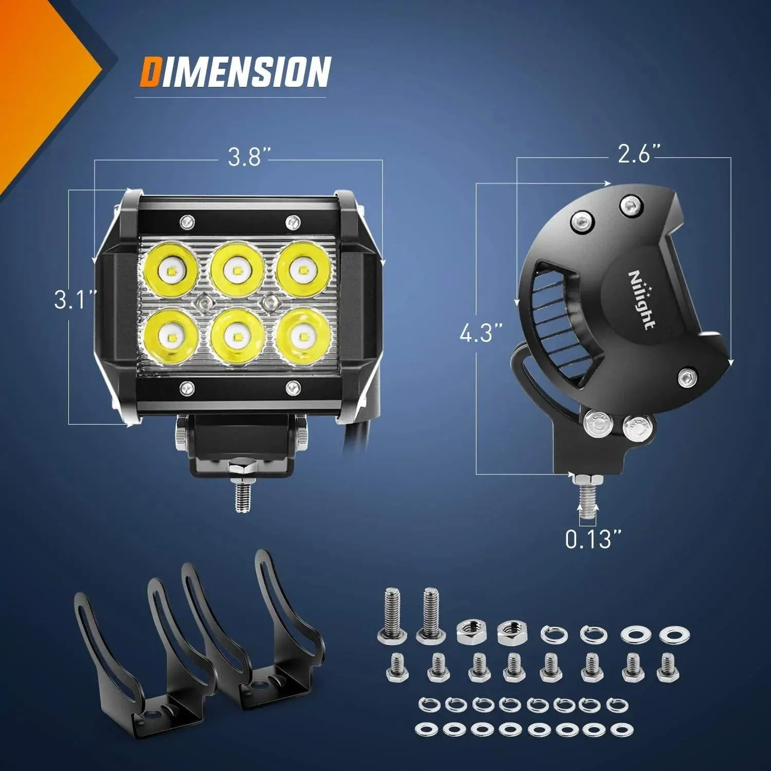 20 Inch 126W Double Row Spot Flood Led Light Bar Kit | 4Pcs 4 Inch 18W Spot Light Pods