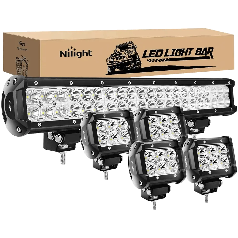 20 Inch 126W Double Row Spot Flood Led Light Bar Kit | 4Pcs 4 Inch 18W Spot Light Pods