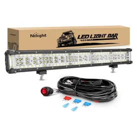22 Inch 456W Side Shooter Quadruple Row Spot Flood LED Light Bar | 16AWG Wire 3Pin Switch