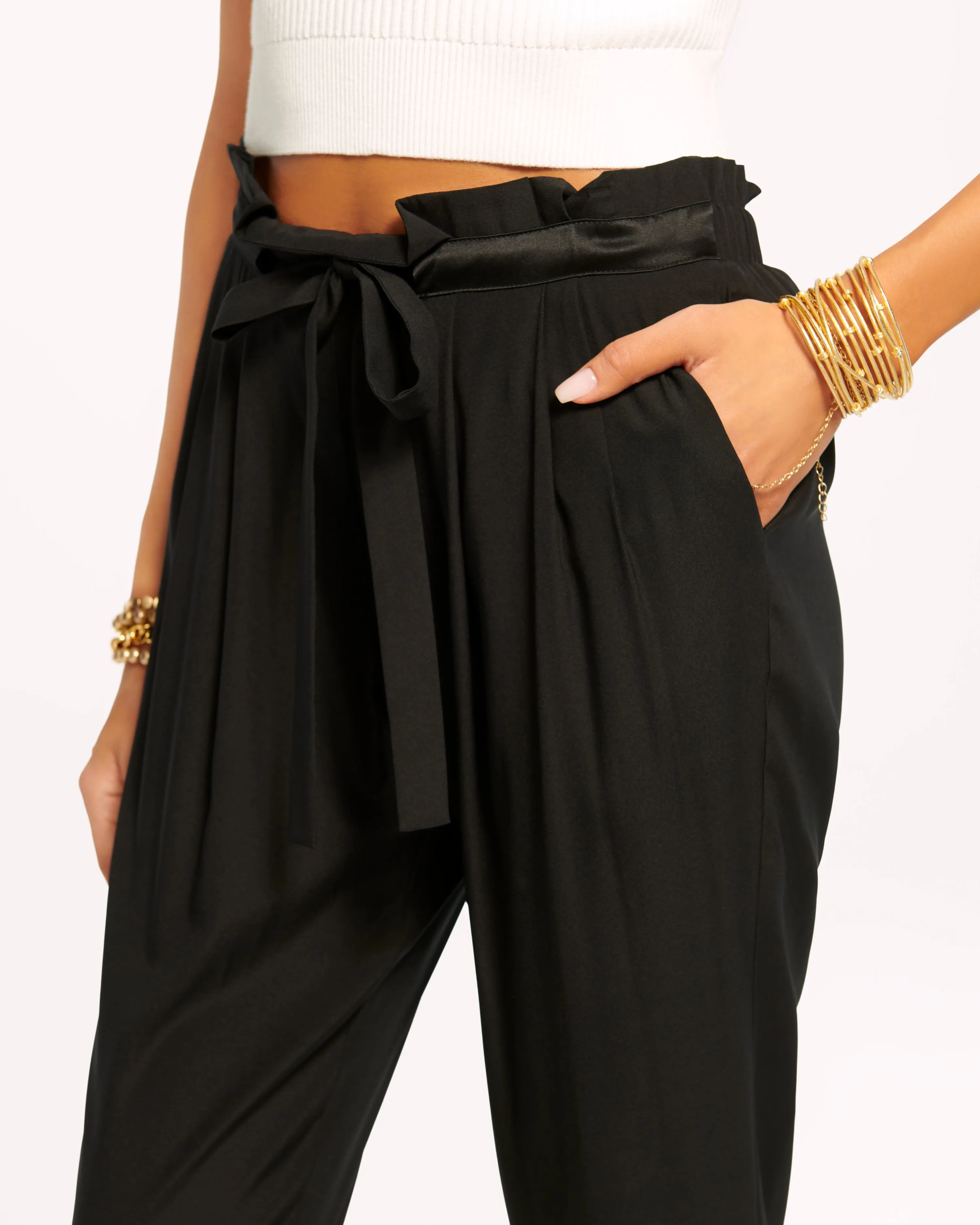 Allyn Silk Paperbag Waist Pant
