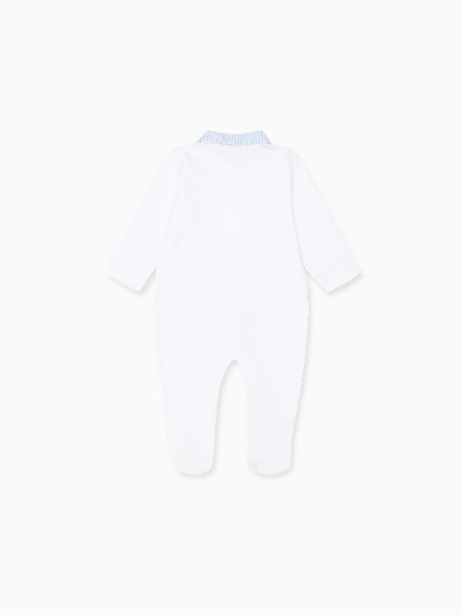 Blue Vichy Jersey Baby Sleepsuit