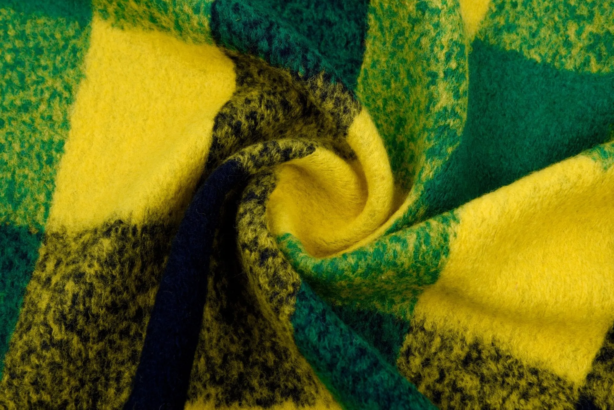 Boiled Wool Plaid Fabric/Premium Designer Made - 9329