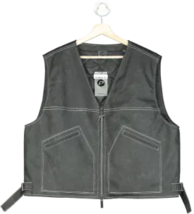 BoohooMan Charcoal Textured Pu Utility Vest UK XL