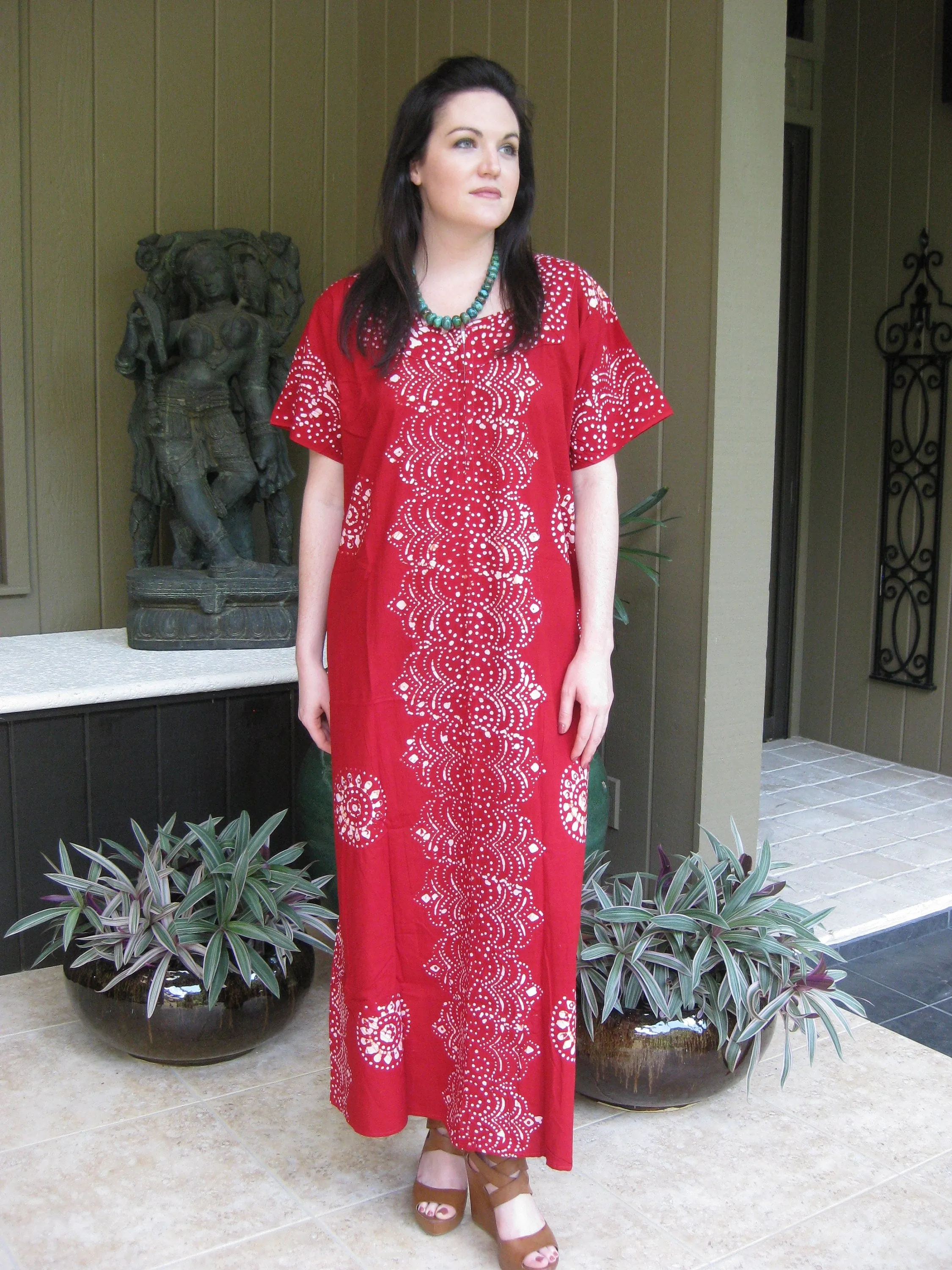 Caftan Maxi Dress, Nightgown, Purple White Floral Printed M