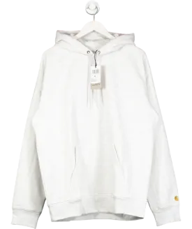 Carhartt Grey Ash Heather / Gold Chase Logo-embroidered Cotton-blend Jersey Hoodie UK XL