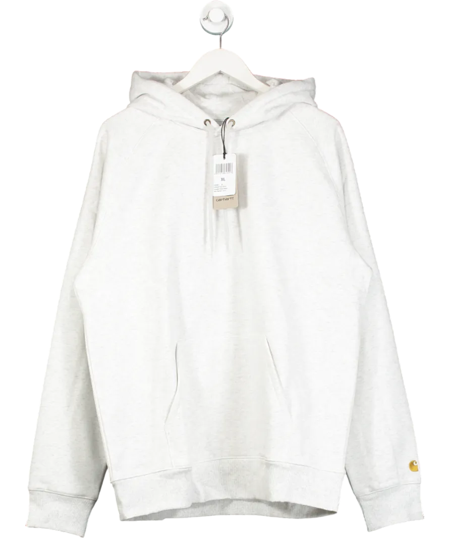 Carhartt Grey Ash Heather / Gold Chase Logo-embroidered Cotton-blend Jersey Hoodie UK XL