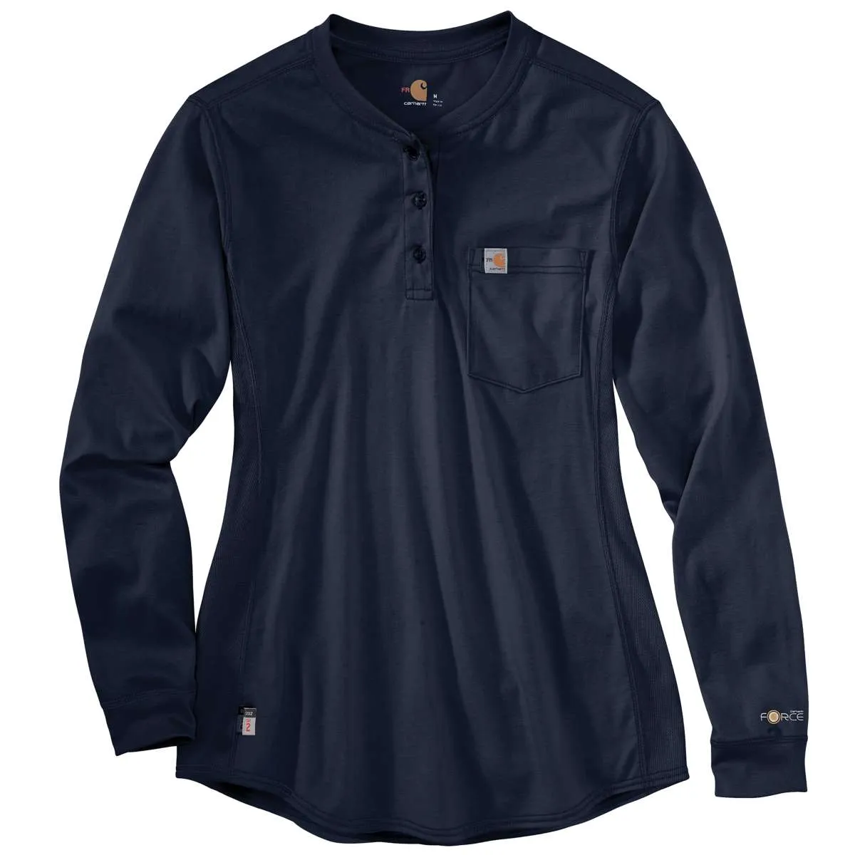 Carhartt Women's Dark Navy Force Cotton Long-Sleeve Henley