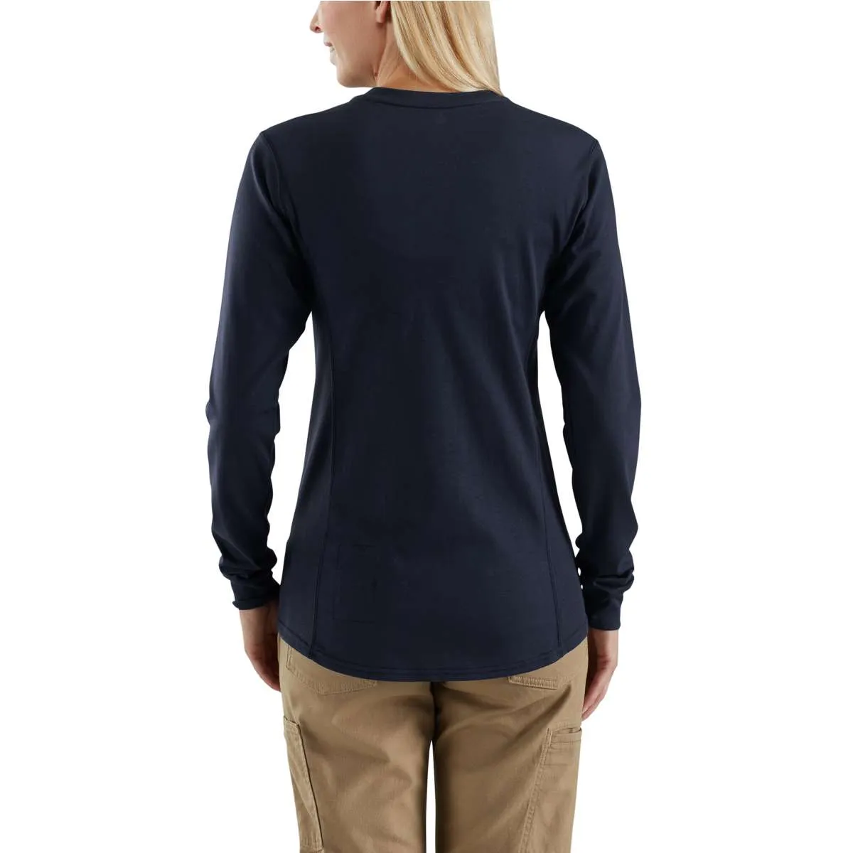 Carhartt Women's Dark Navy Force Cotton Long-Sleeve Henley