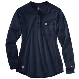 Carhartt Women's Dark Navy Force Cotton Long-Sleeve Henley