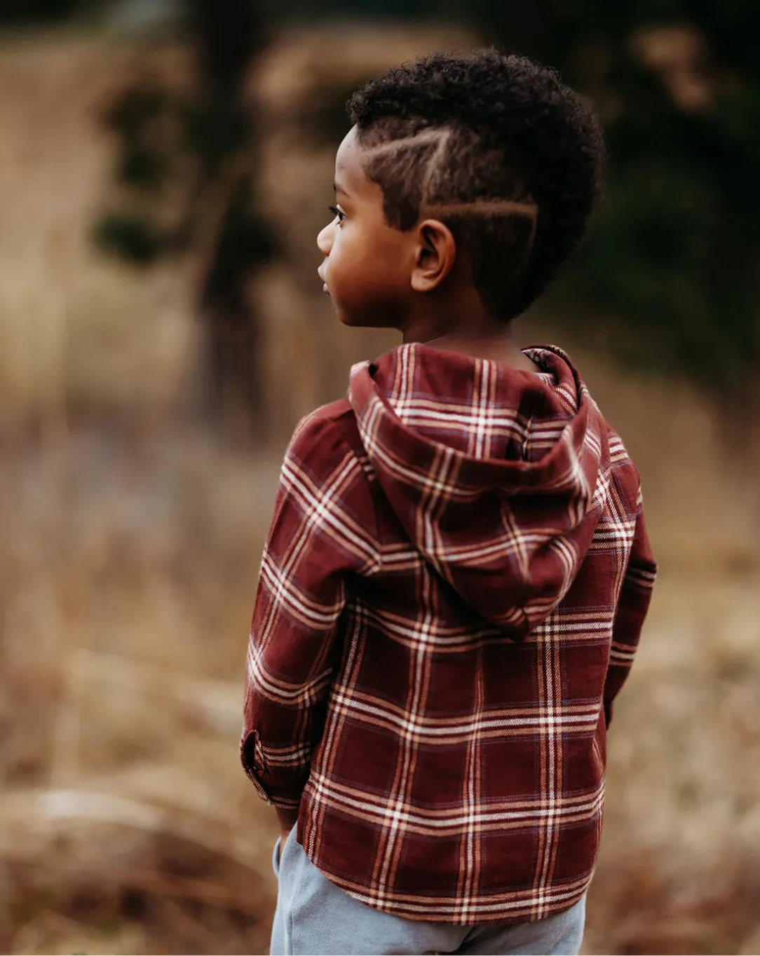 City Mouse - Flannel Henley Hoodie in Rust Plaid