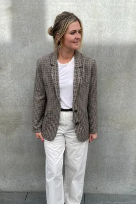 Clarisse Wool Boyfriend Jacket Grey Check