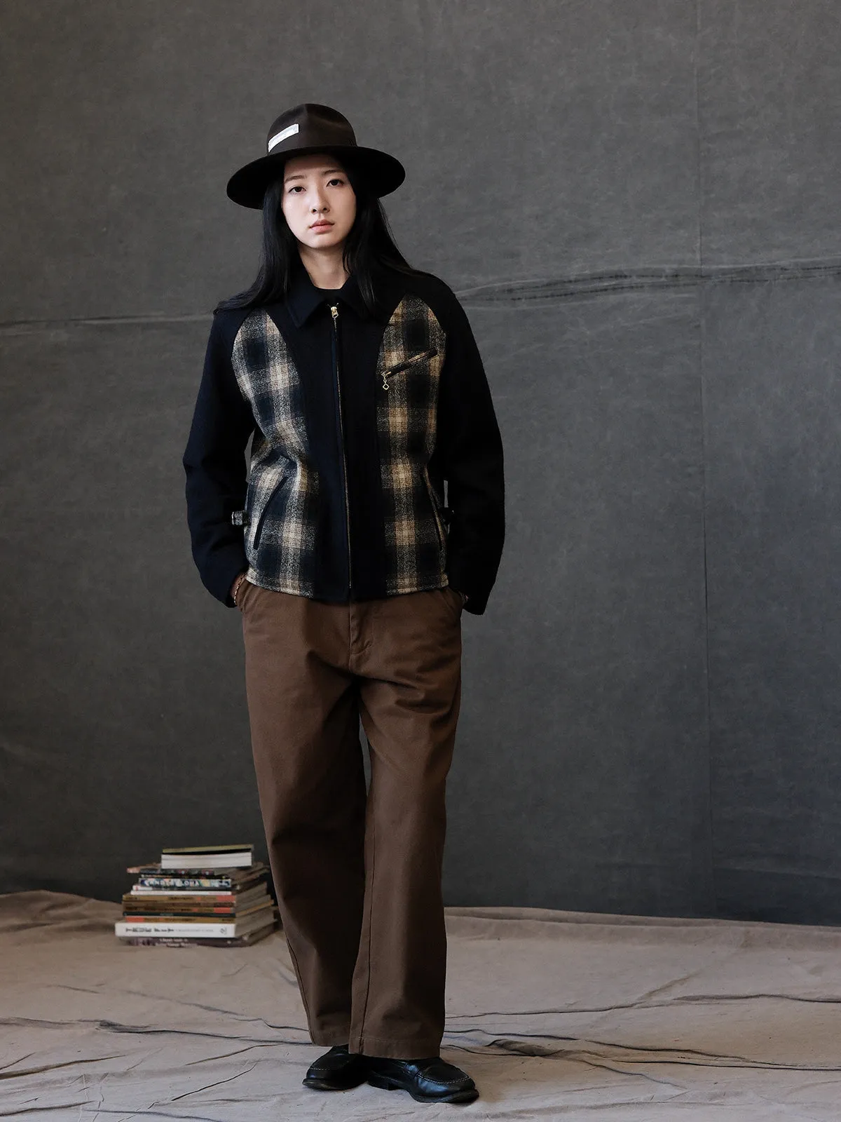 Classic Patchwork Wool Zip Jacket