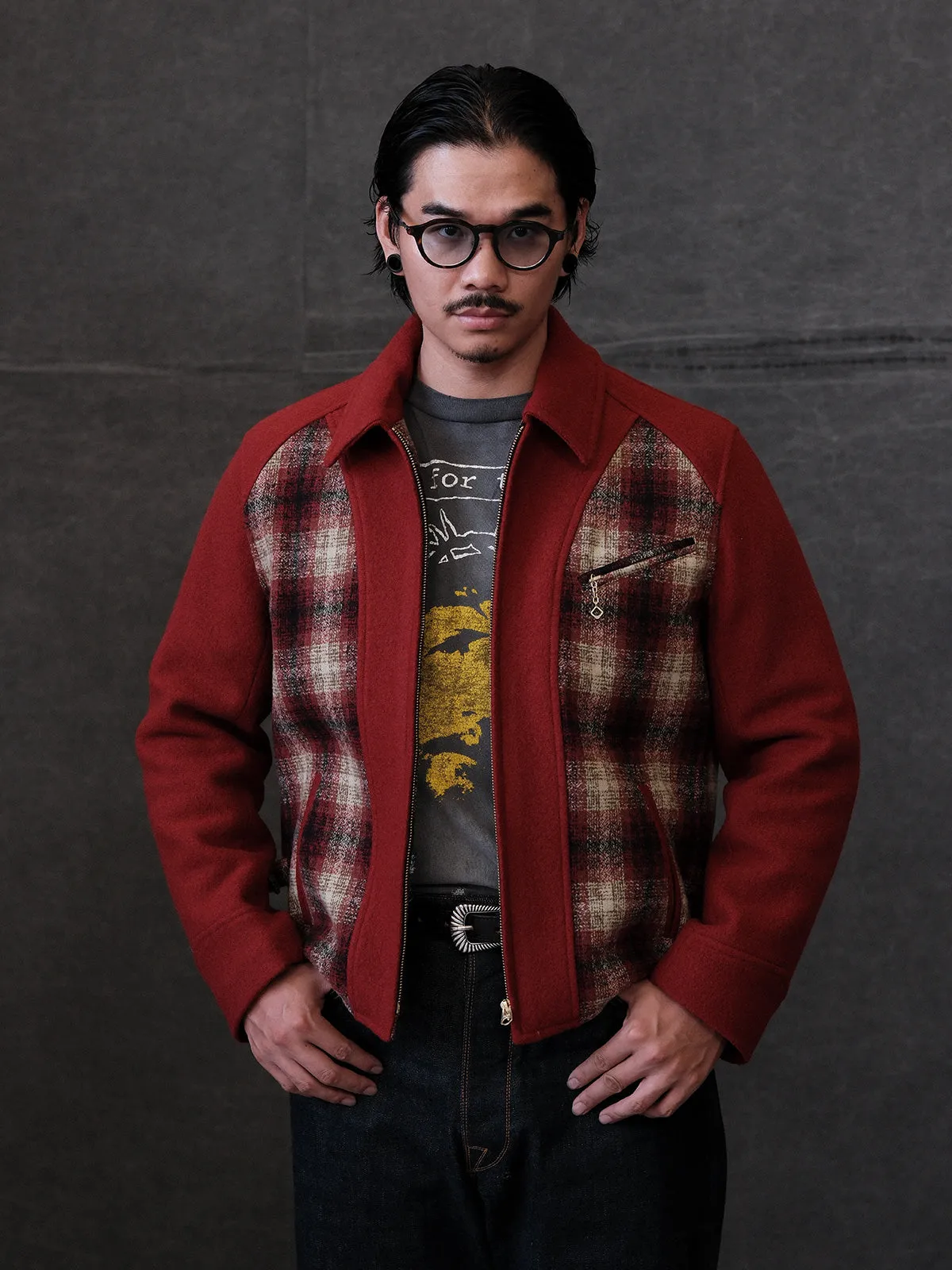 Classic Patchwork Wool Zip Jacket
