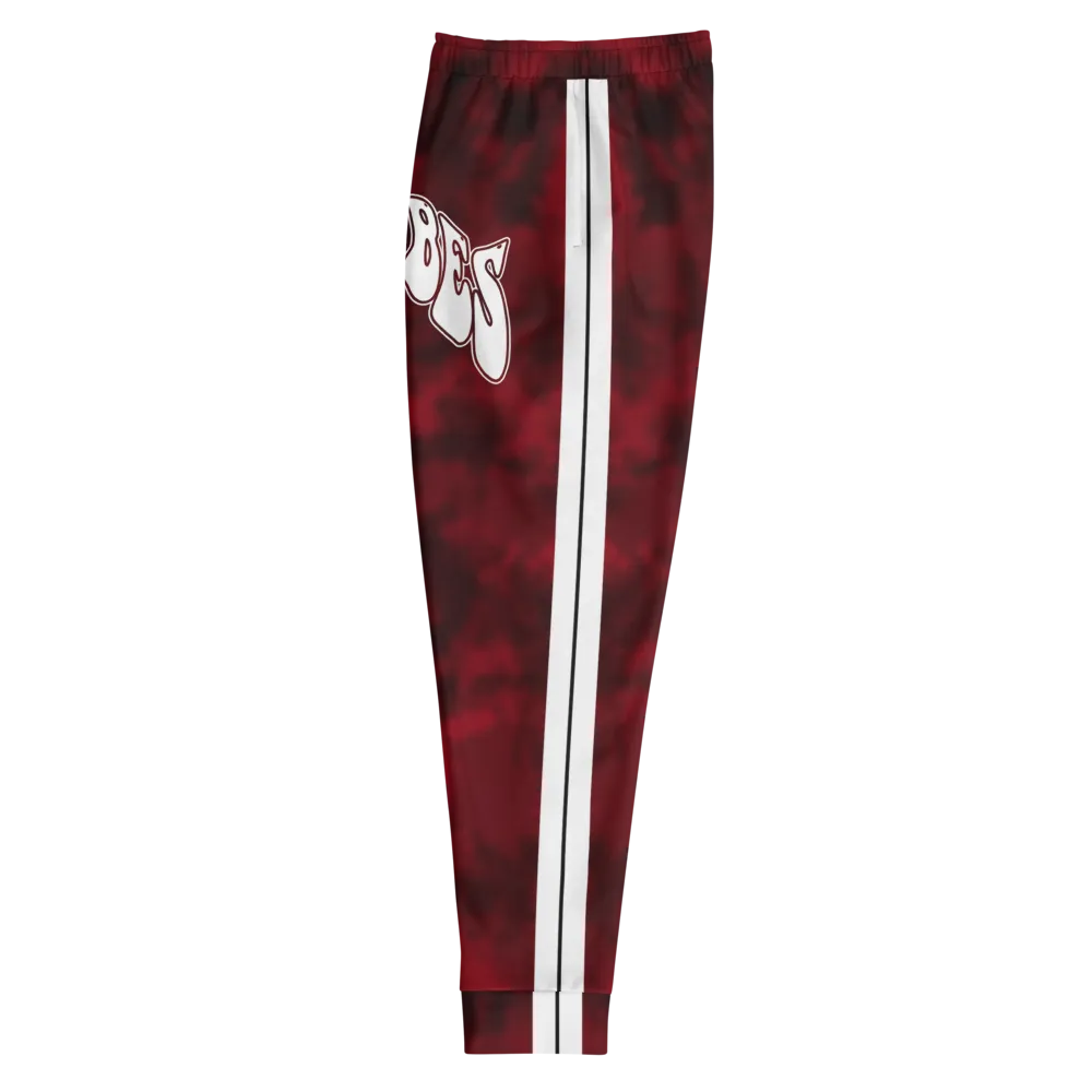 CRXWN | Royal Urban Resort | Trippy Drippy Bleach Acid Wash with Malibu Stripe Unisex Jogger CARMINE wine Bleach Grunge Acid Dye