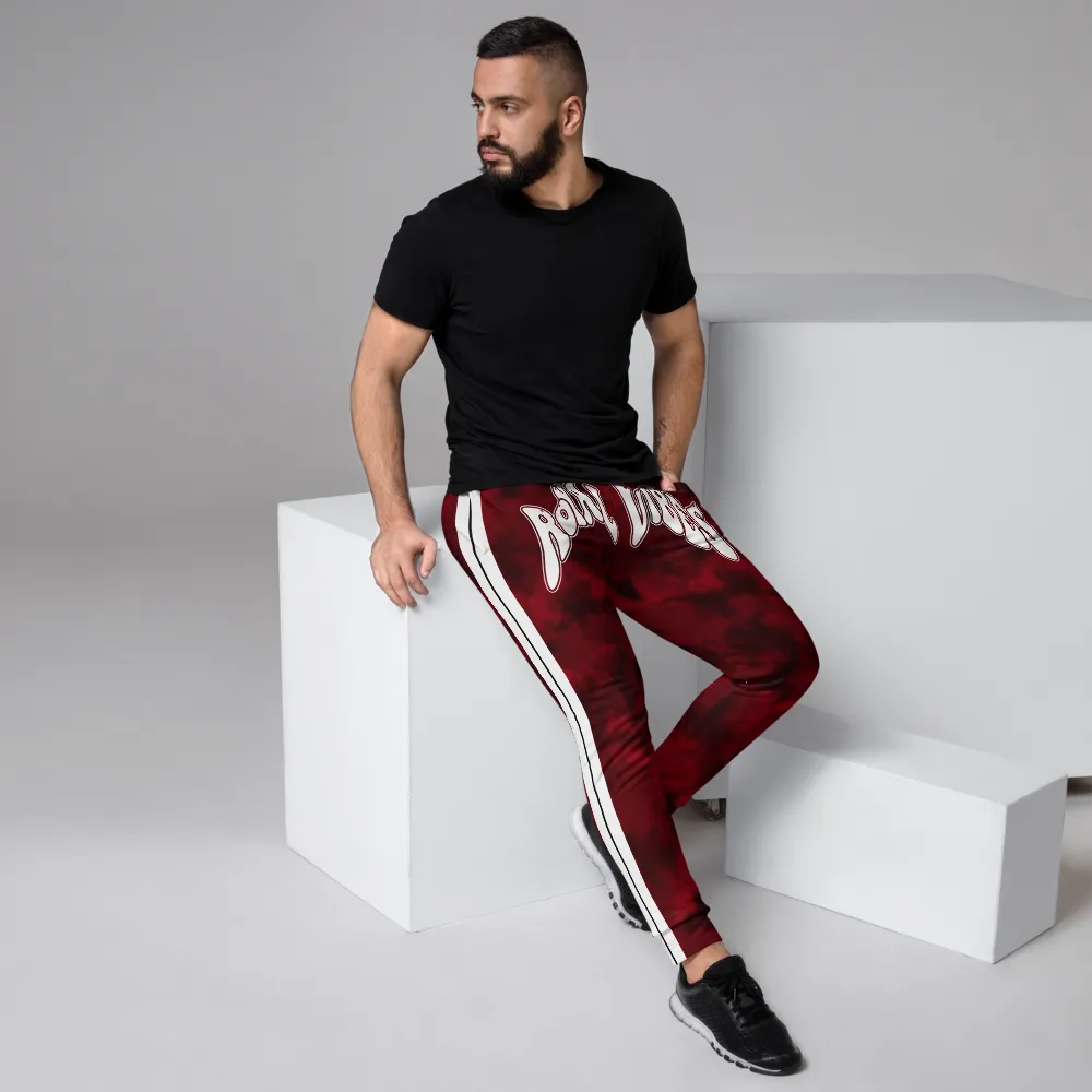 CRXWN | Royal Urban Resort | Trippy Drippy Bleach Acid Wash with Malibu Stripe Unisex Jogger CARMINE wine Bleach Grunge Acid Dye