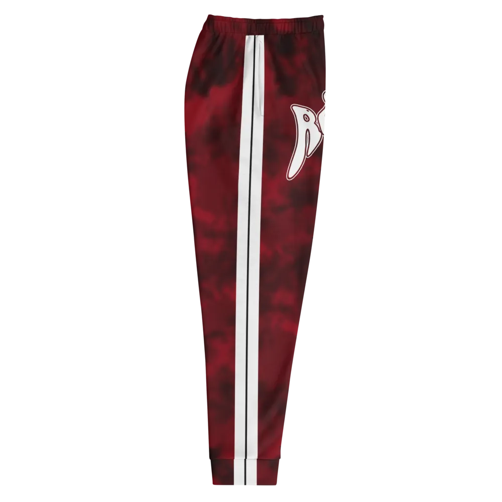 CRXWN | Royal Urban Resort | Trippy Drippy Bleach Acid Wash with Malibu Stripe Unisex Jogger CARMINE wine Bleach Grunge Acid Dye