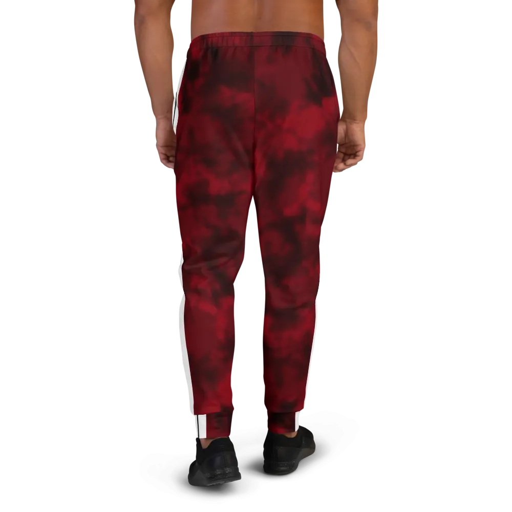 CRXWN | Royal Urban Resort | Trippy Drippy Bleach Acid Wash with Malibu Stripe Unisex Jogger CARMINE wine Bleach Grunge Acid Dye
