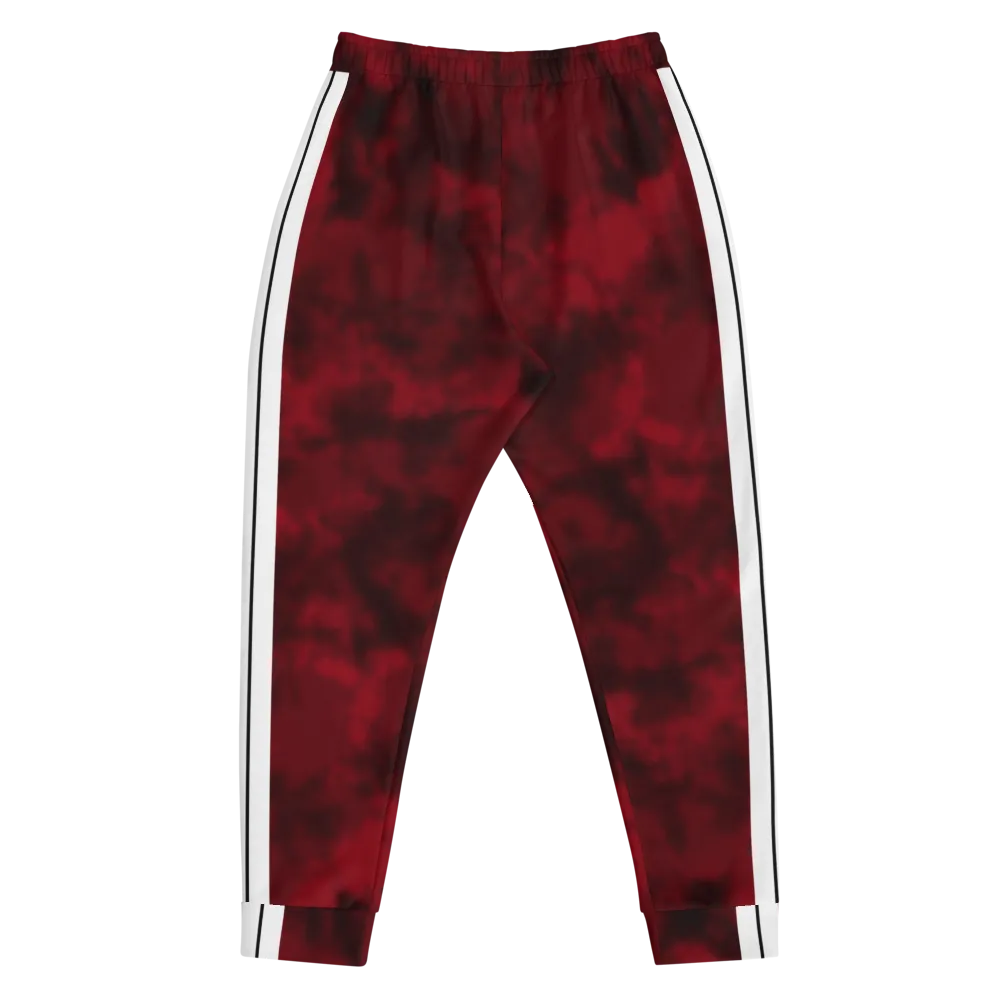 CRXWN | Royal Urban Resort | Trippy Drippy Bleach Acid Wash with Malibu Stripe Unisex Jogger CARMINE wine Bleach Grunge Acid Dye