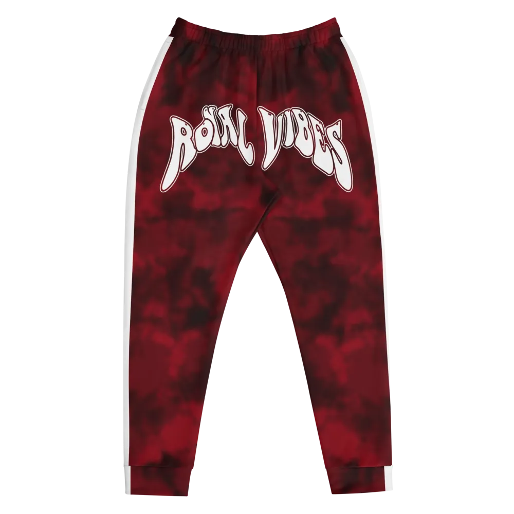 CRXWN | Royal Urban Resort | Trippy Drippy Bleach Acid Wash with Malibu Stripe Unisex Jogger CARMINE wine Bleach Grunge Acid Dye