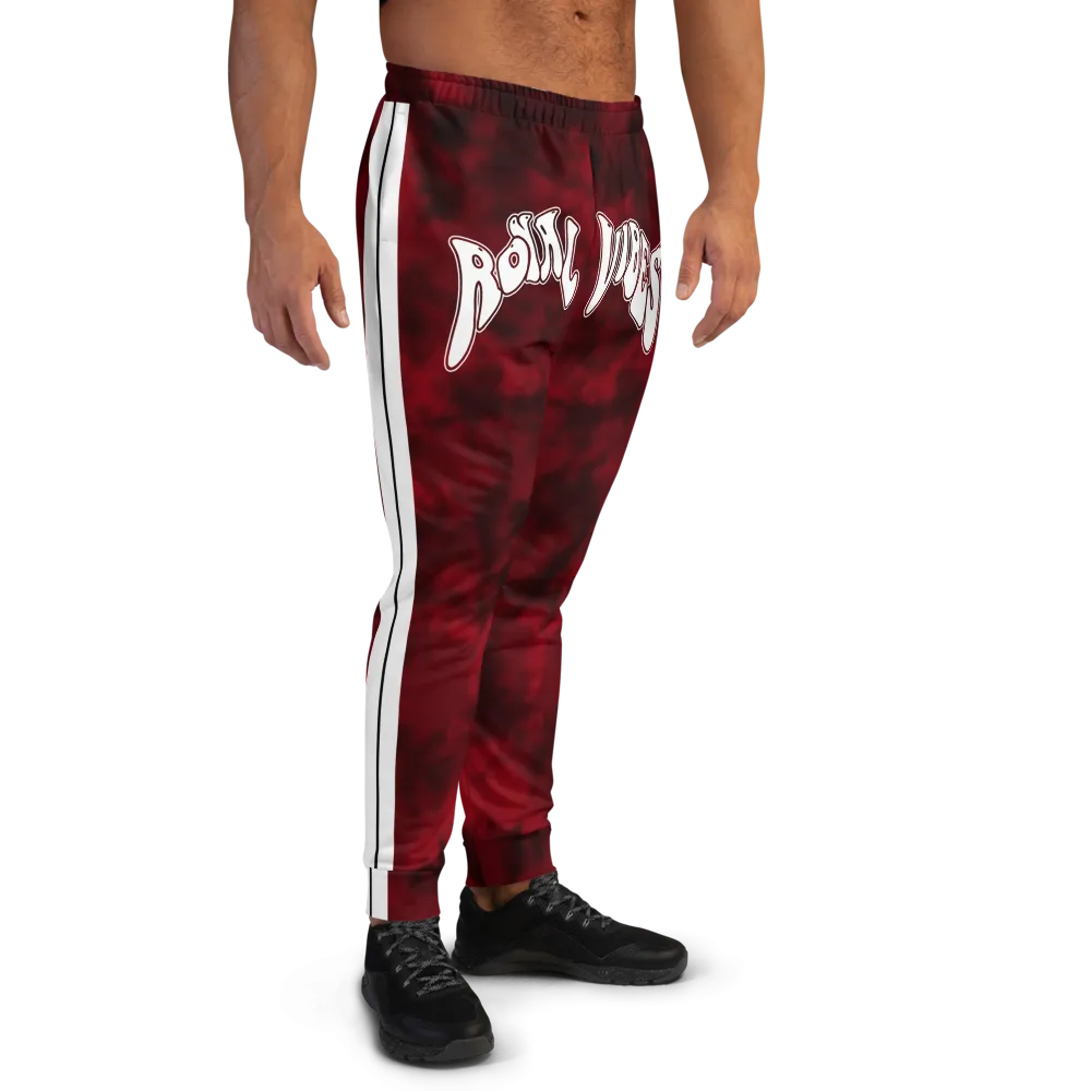 CRXWN | Royal Urban Resort | Trippy Drippy Bleach Acid Wash with Malibu Stripe Unisex Jogger CARMINE wine Bleach Grunge Acid Dye