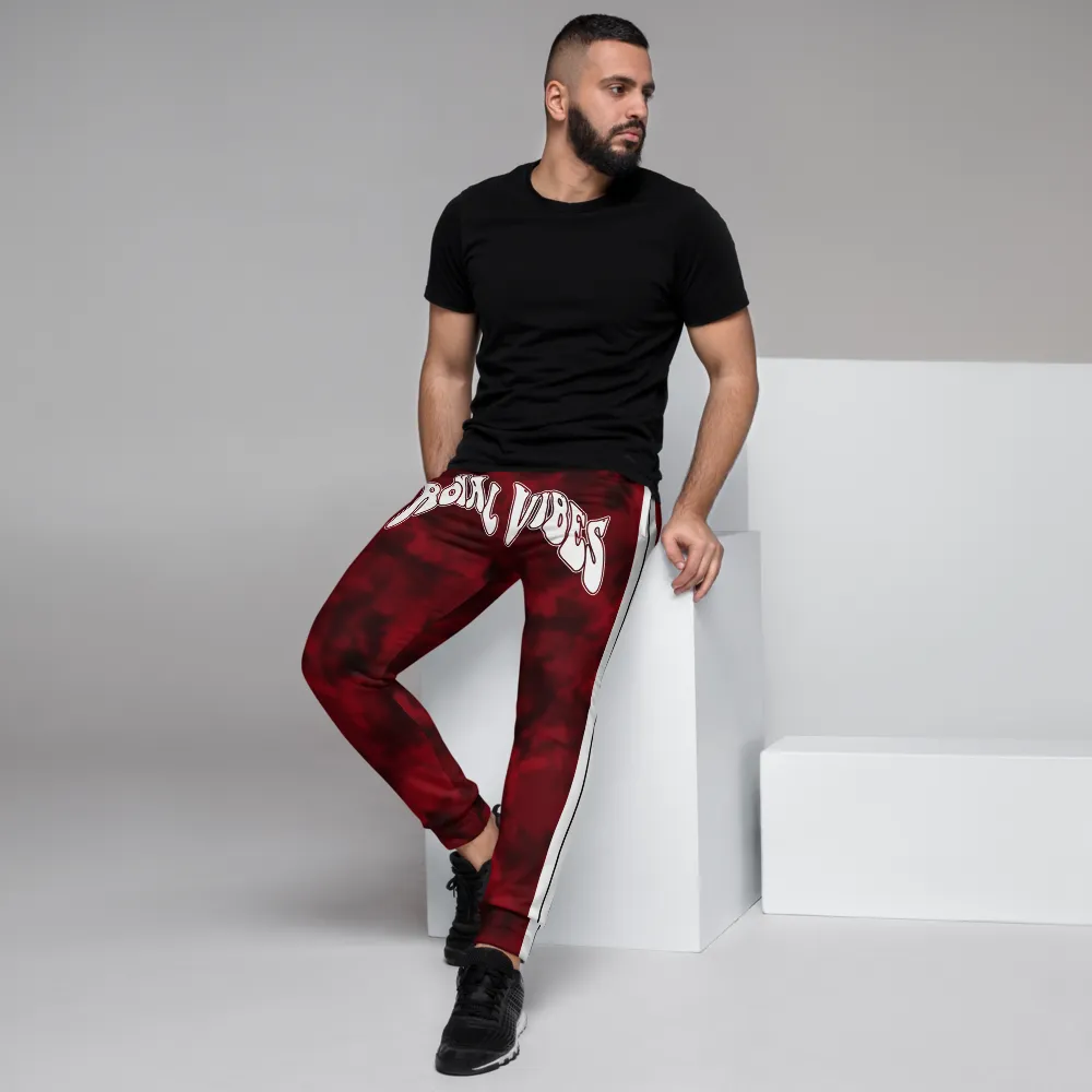 CRXWN | Royal Urban Resort | Trippy Drippy Bleach Acid Wash with Malibu Stripe Unisex Jogger CARMINE wine Bleach Grunge Acid Dye