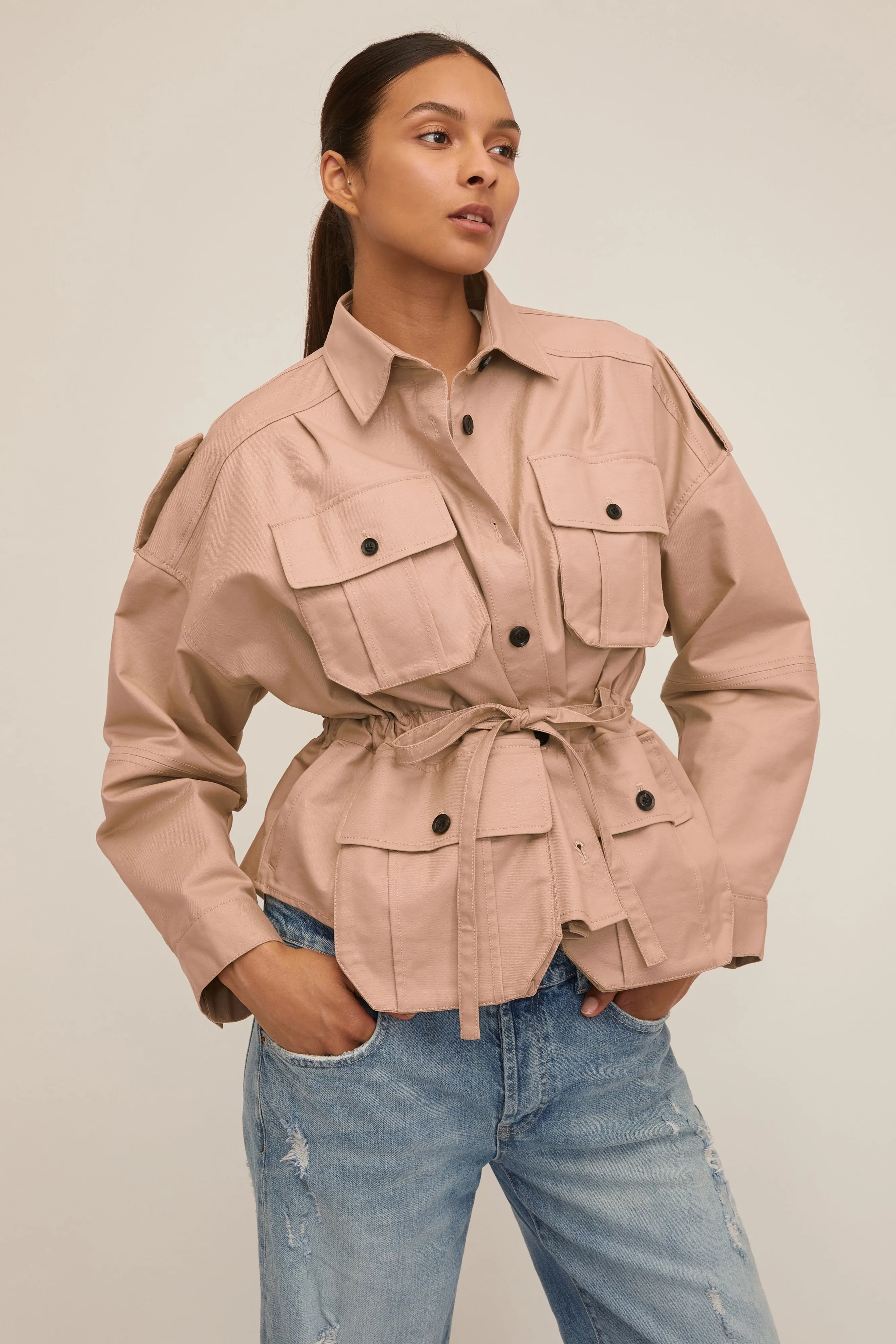 Dante Crisp Canvas Cropped Utility Jacket