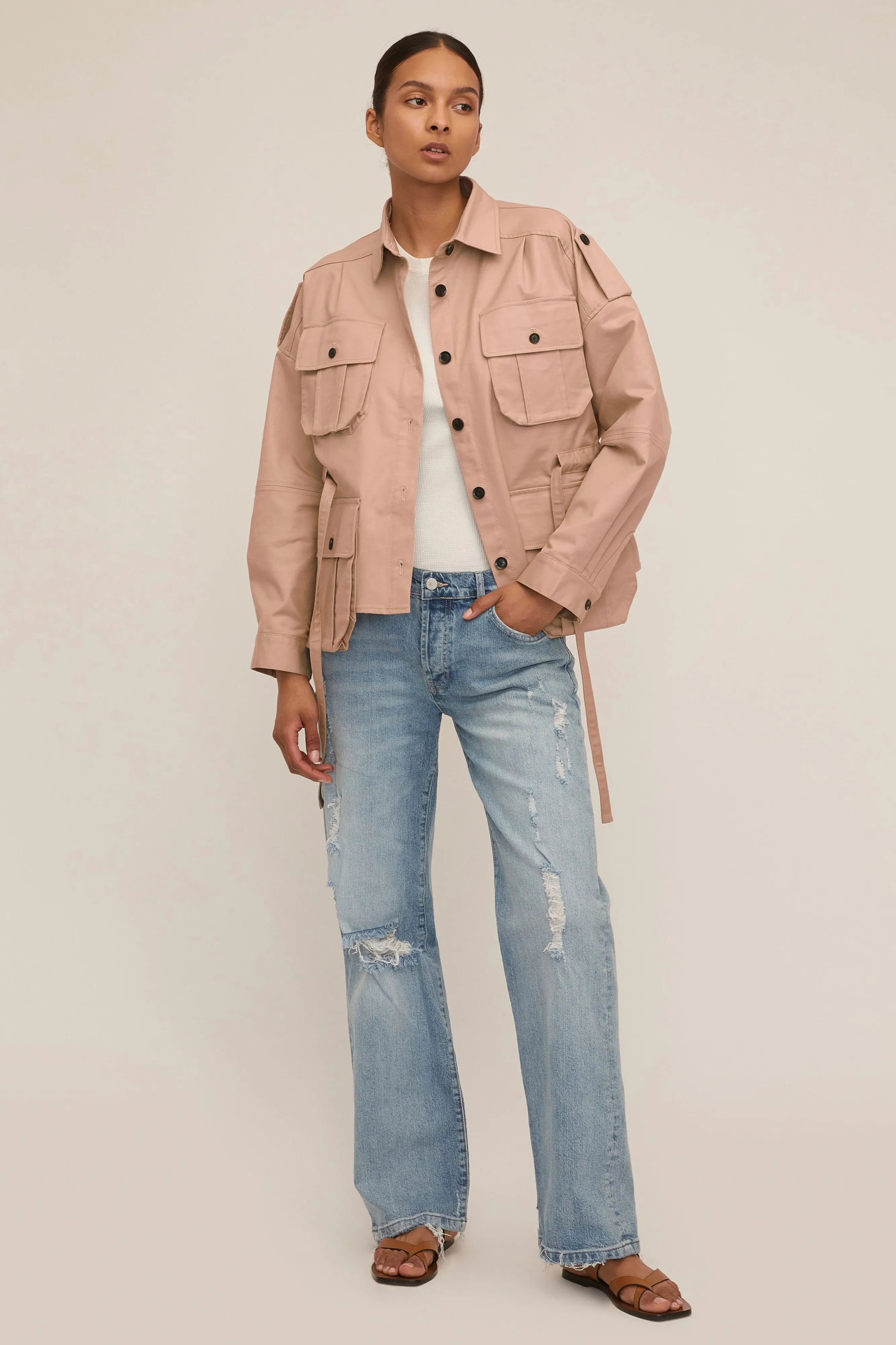 Dante Crisp Canvas Cropped Utility Jacket