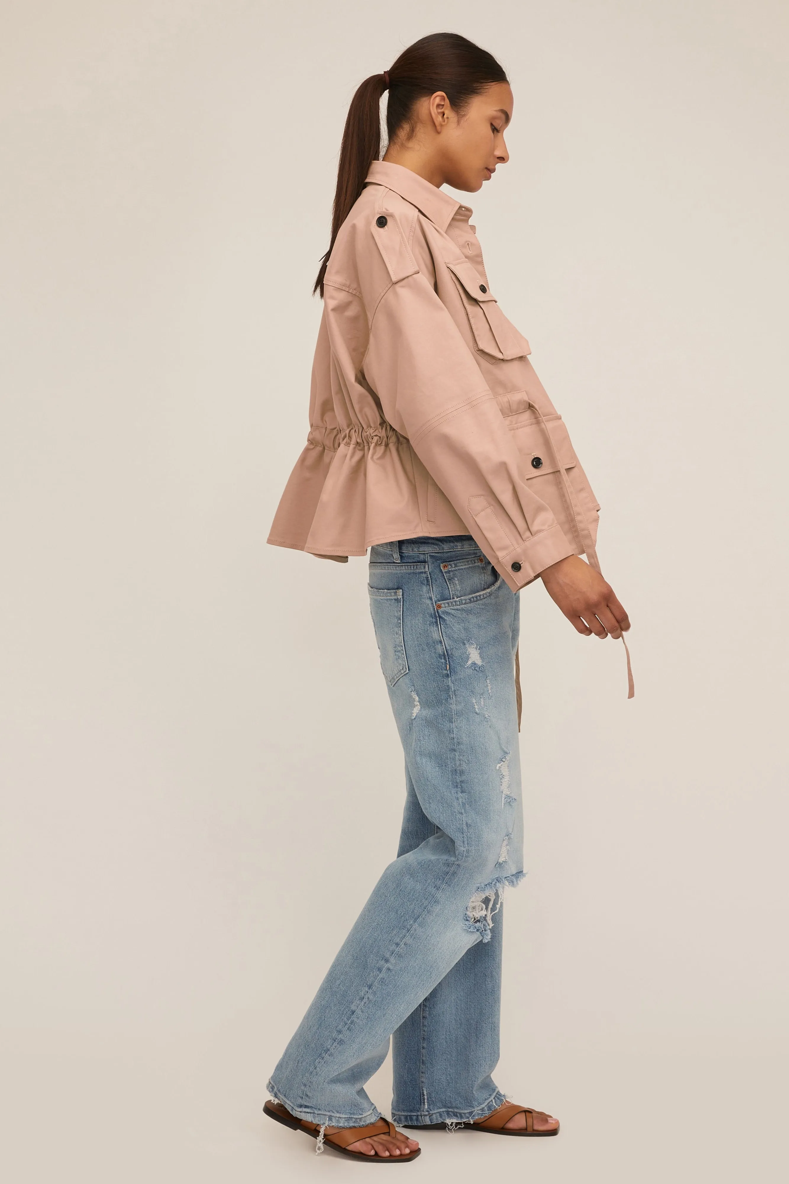Dante Crisp Canvas Cropped Utility Jacket