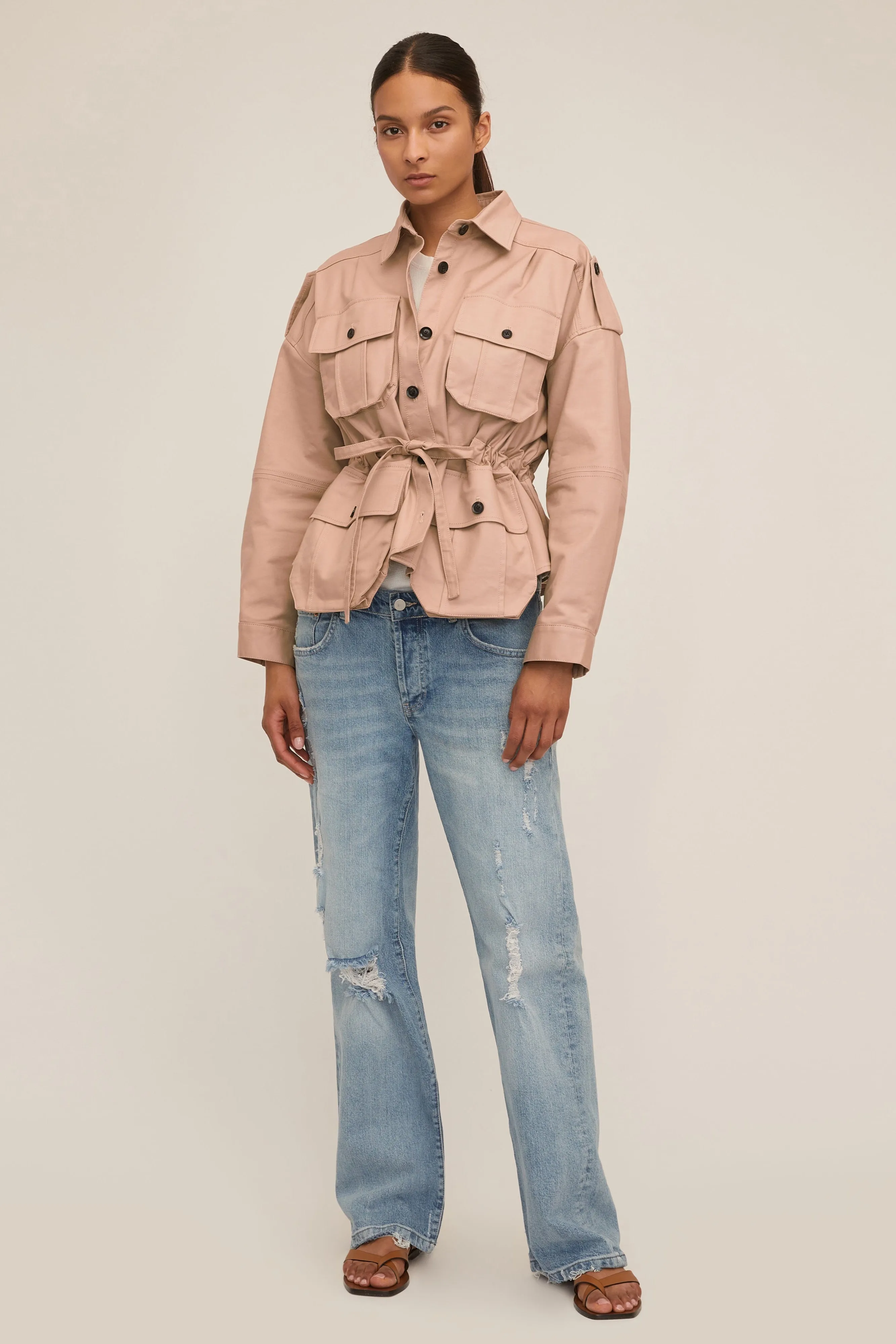 Dante Crisp Canvas Cropped Utility Jacket