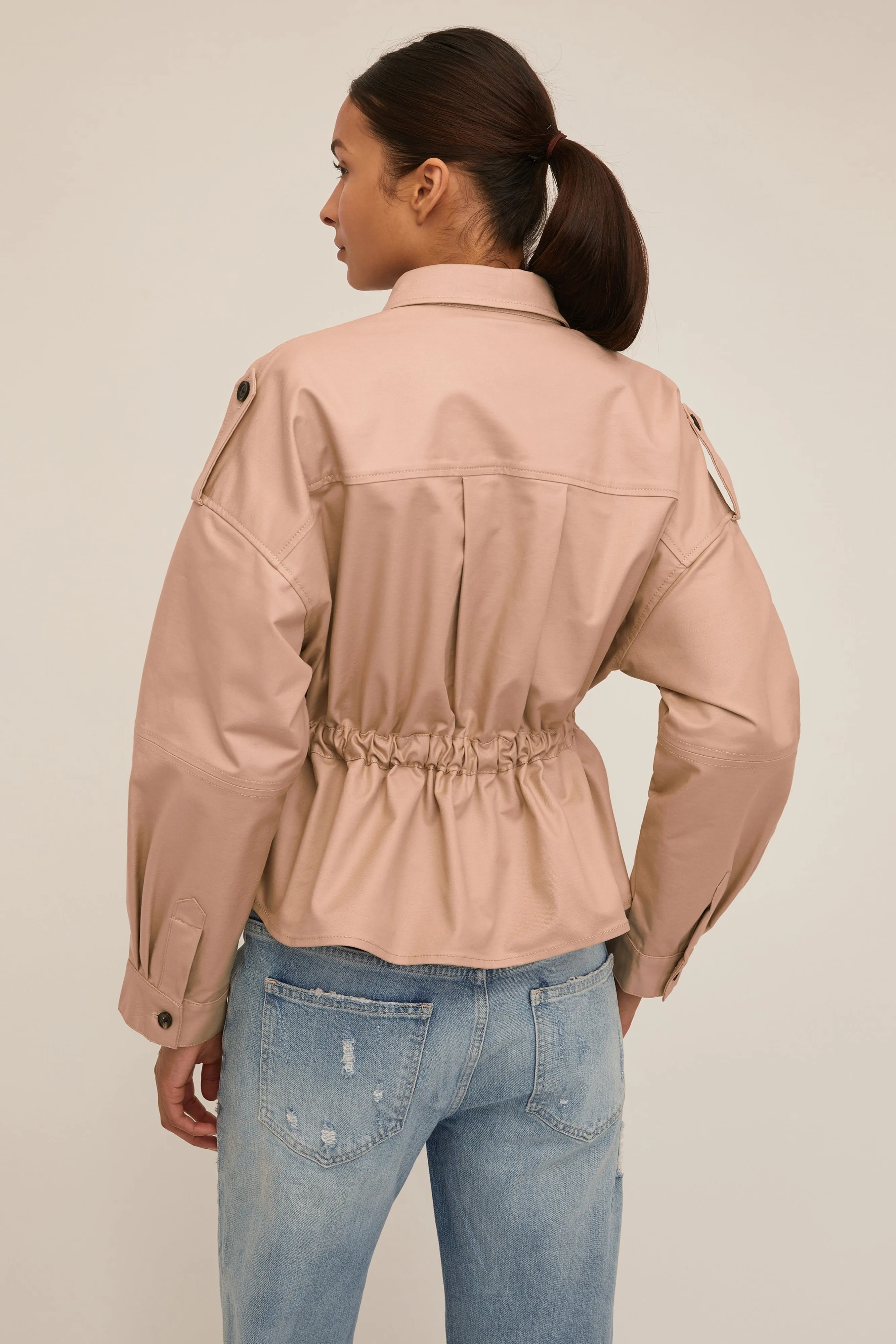 Dante Crisp Canvas Cropped Utility Jacket