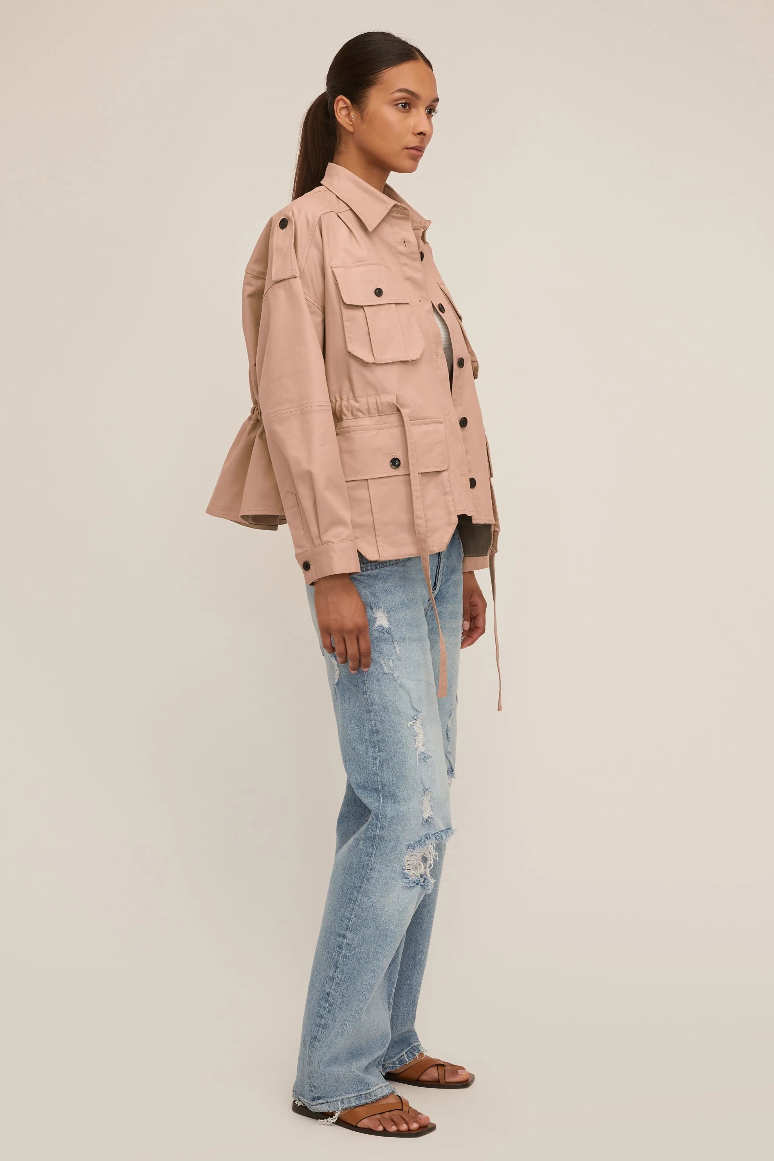 Dante Crisp Canvas Cropped Utility Jacket