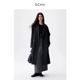 Dark Grey Double-Breasted Wool Coat