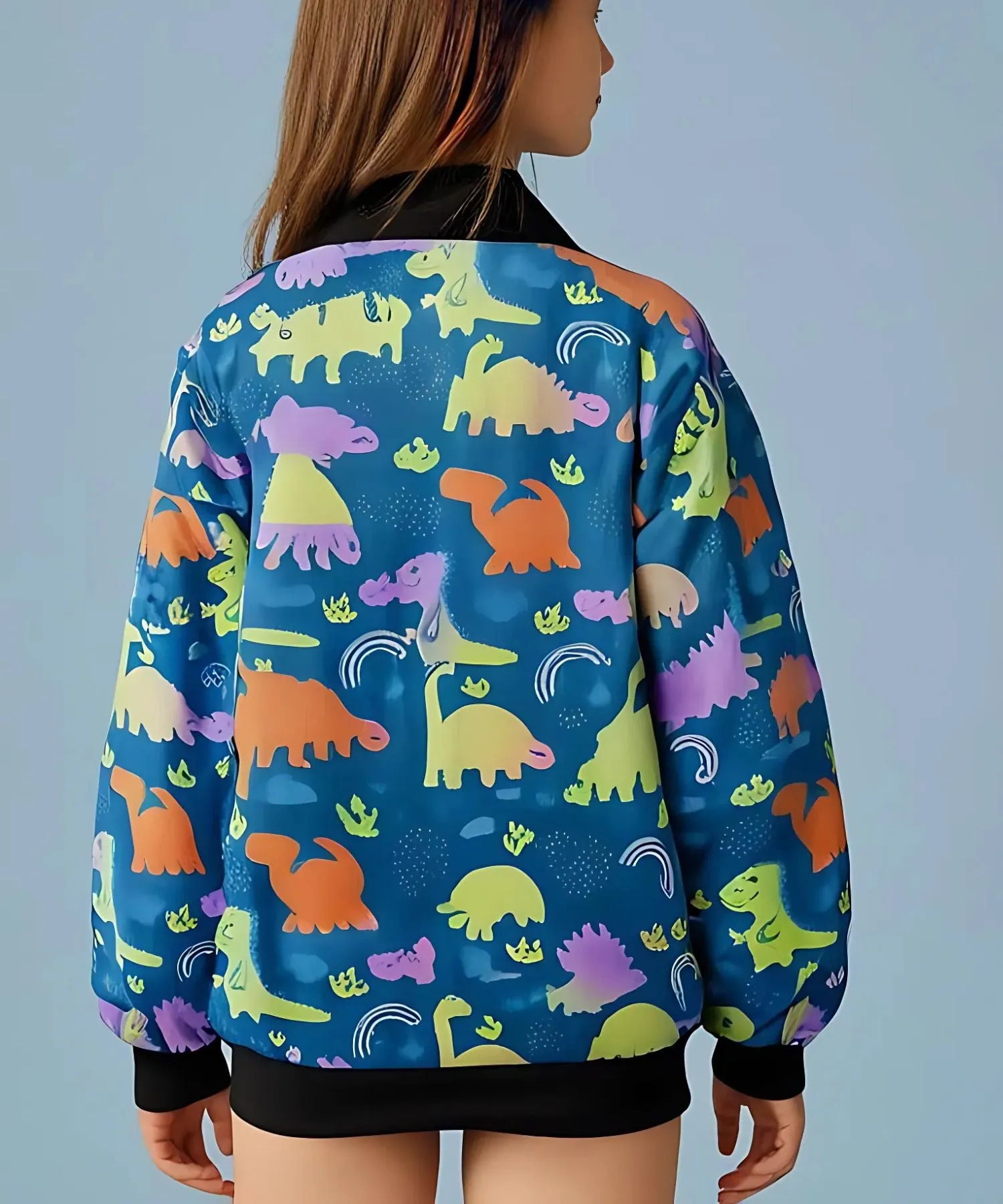 Dino Theme All Over Printed Bomber Jacket