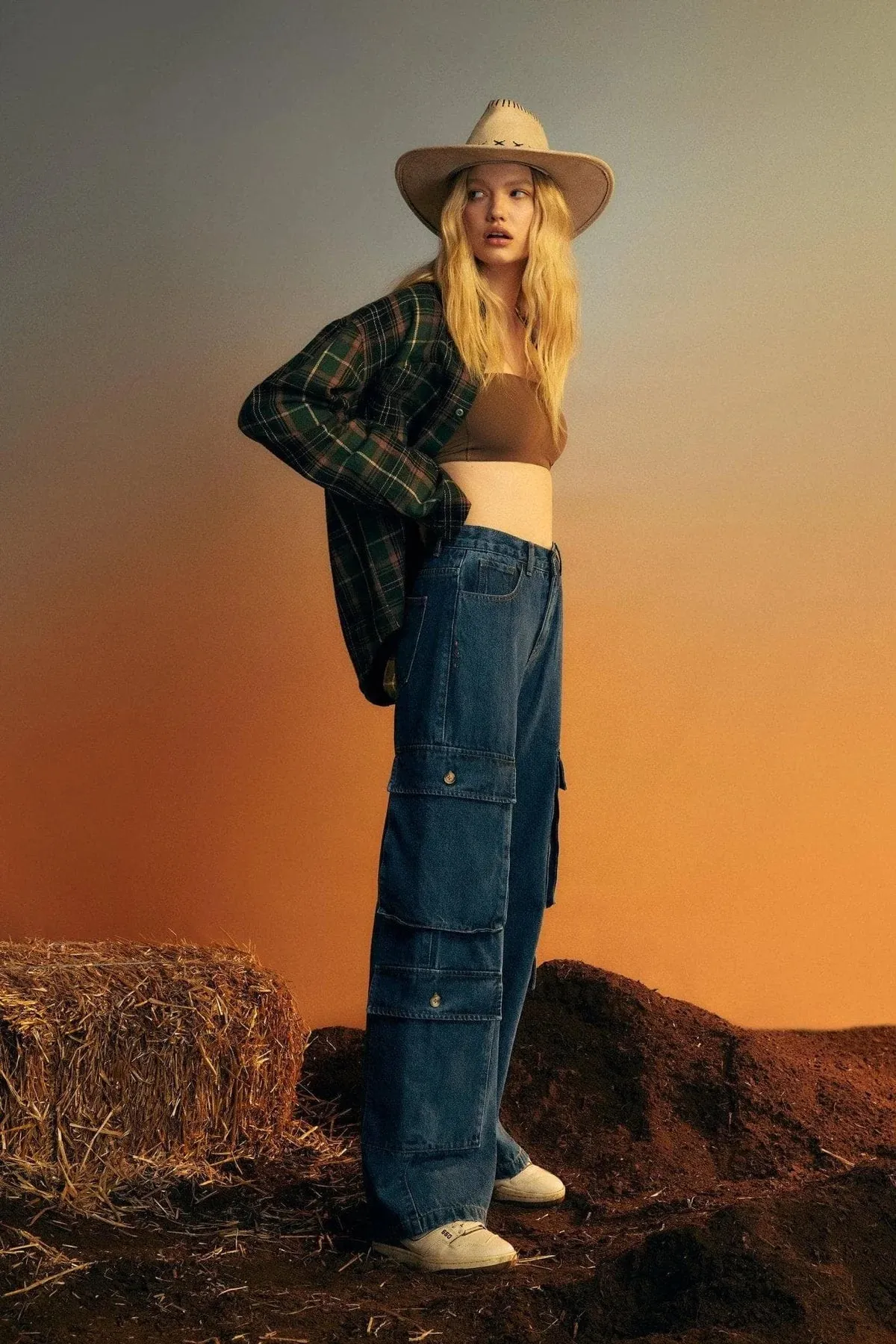 Double Cargo Utility Jeans - Dark Blue
