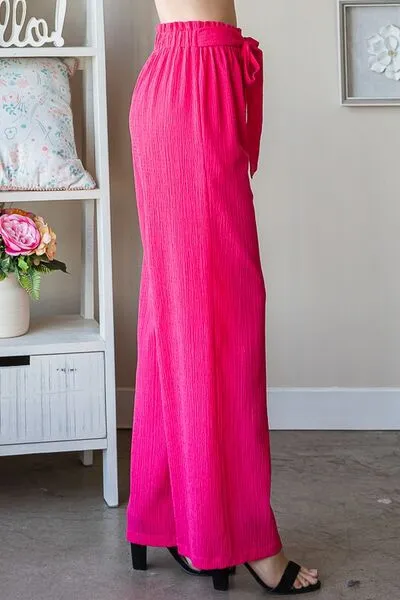 Front Tie Pants with Paperbag Waistband