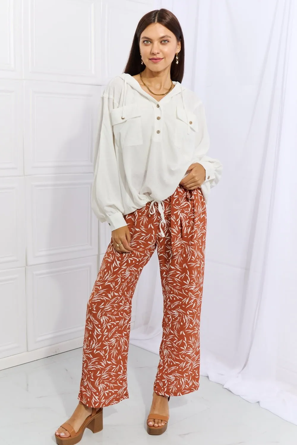Geometric Print Pants - Red Orange
