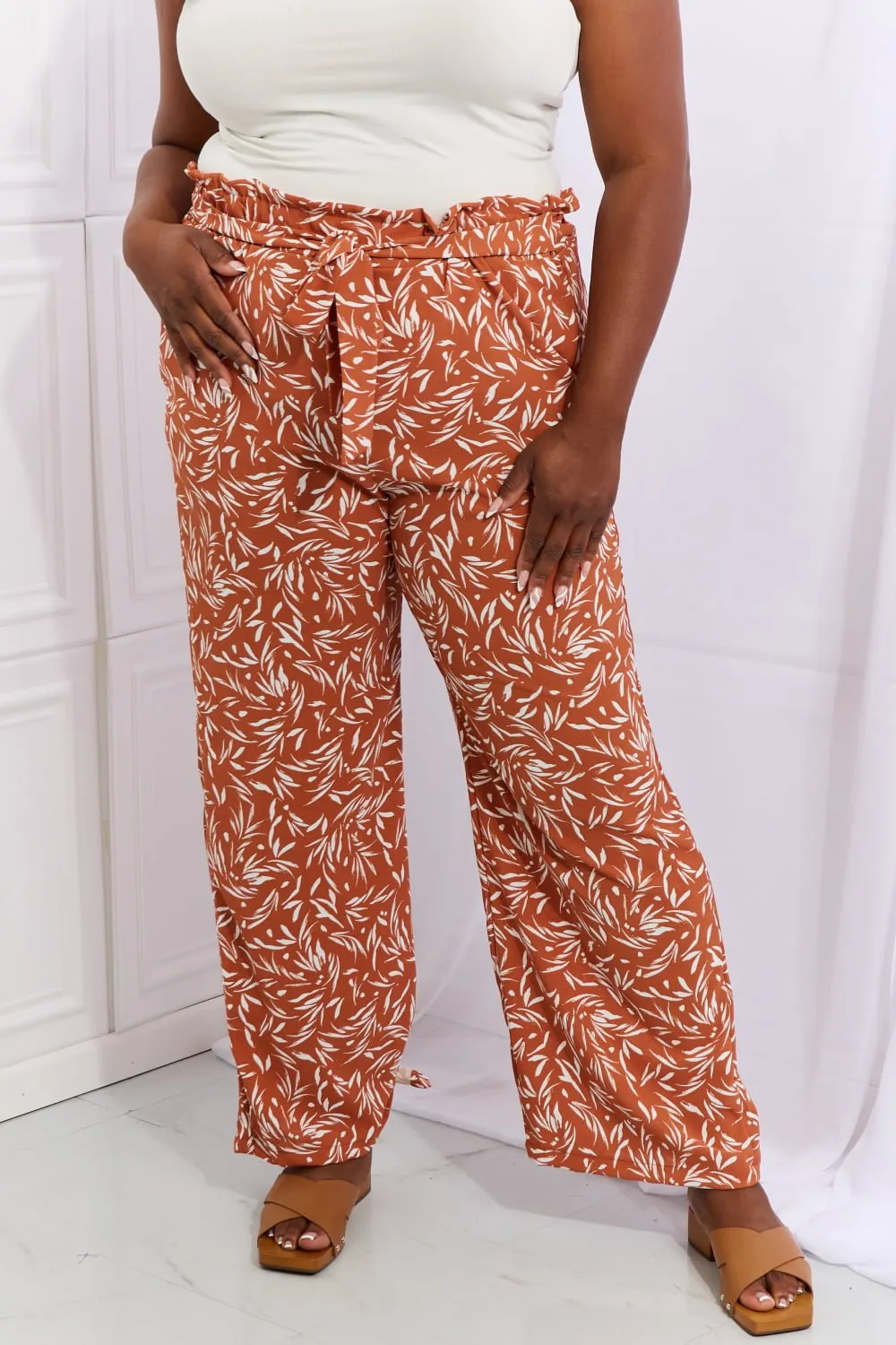 Geometric Print Pants - Red Orange
