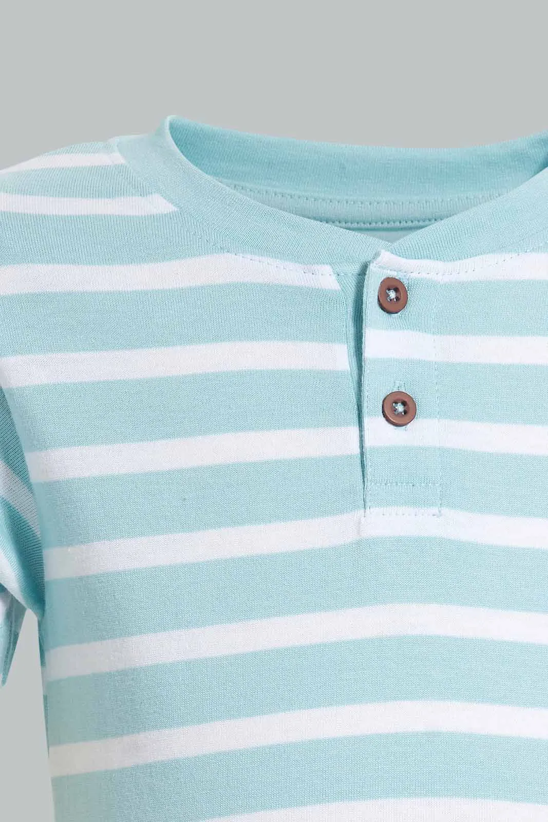 Grey And Blue Henley T-Shirt For Baby Boys (Pack of 2)