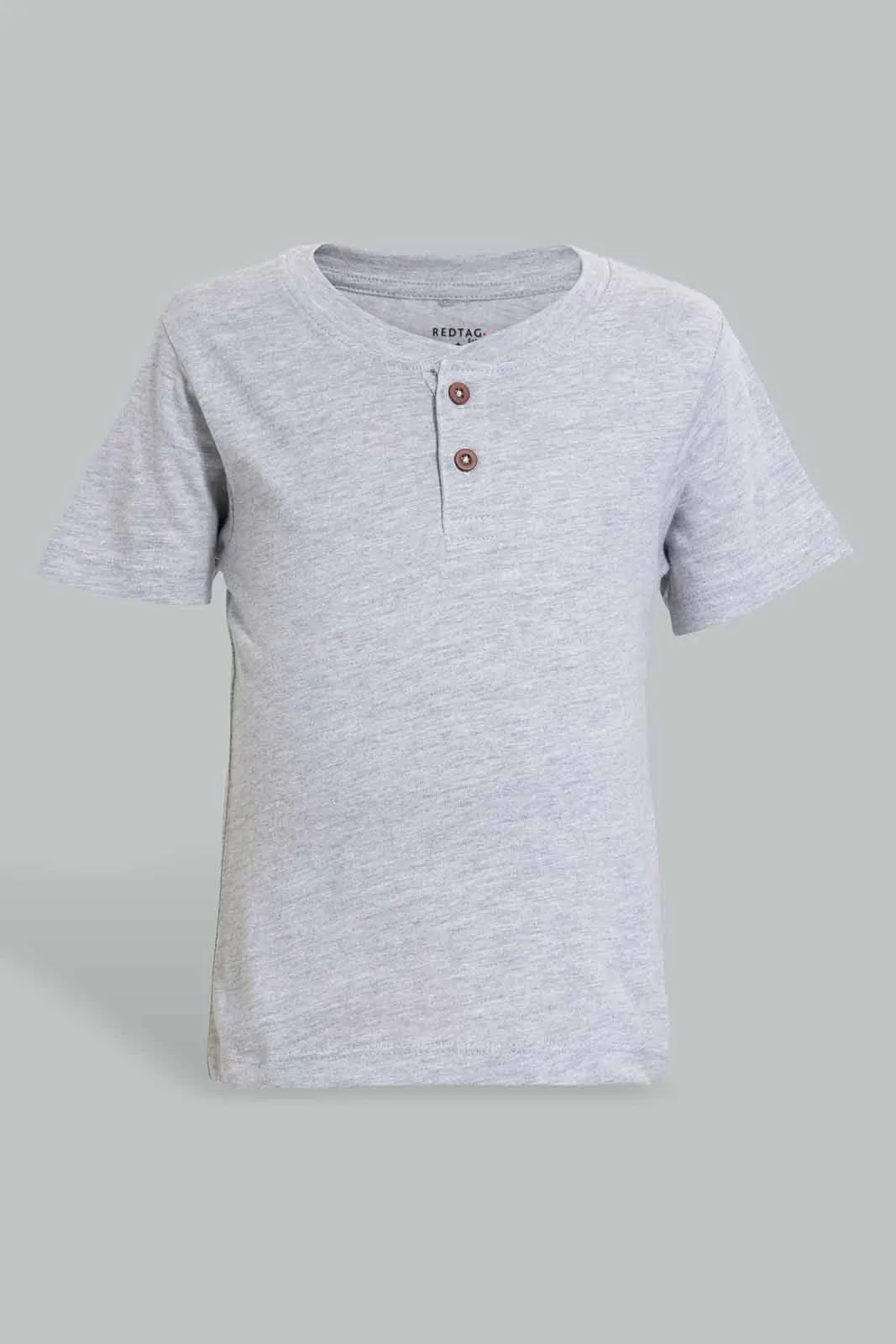 Grey And Blue Henley T-Shirt For Baby Boys (Pack of 2)