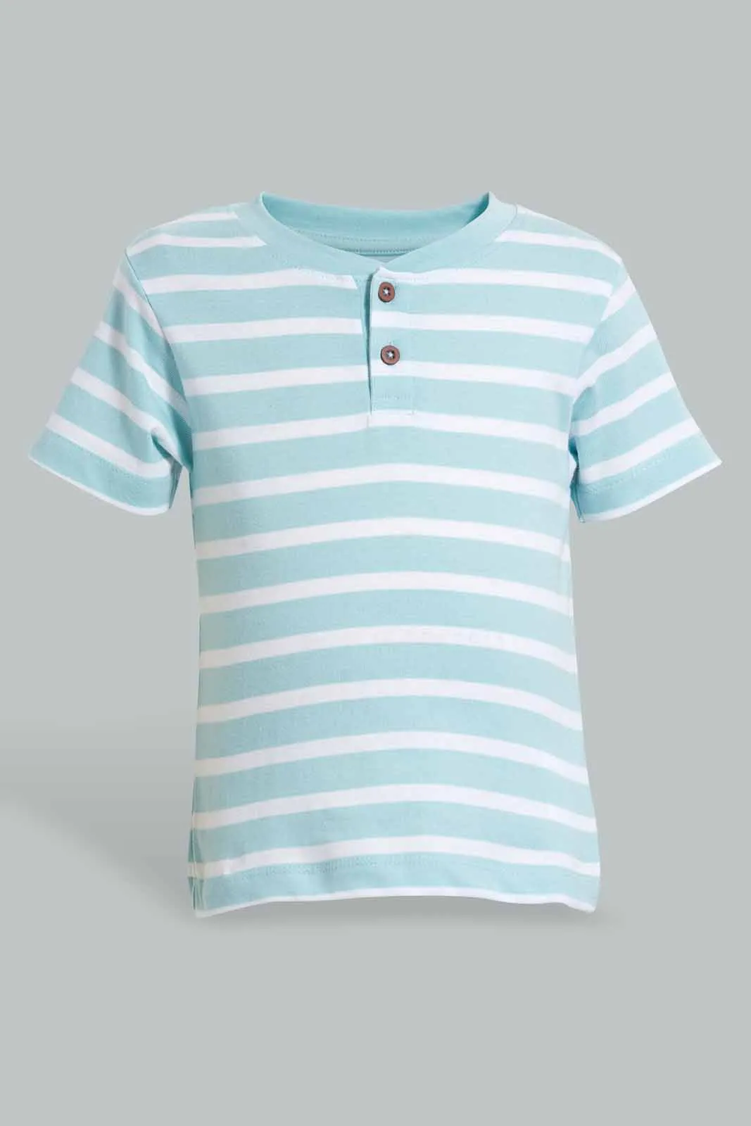 Grey And Blue Henley T-Shirt For Baby Boys (Pack of 2)
