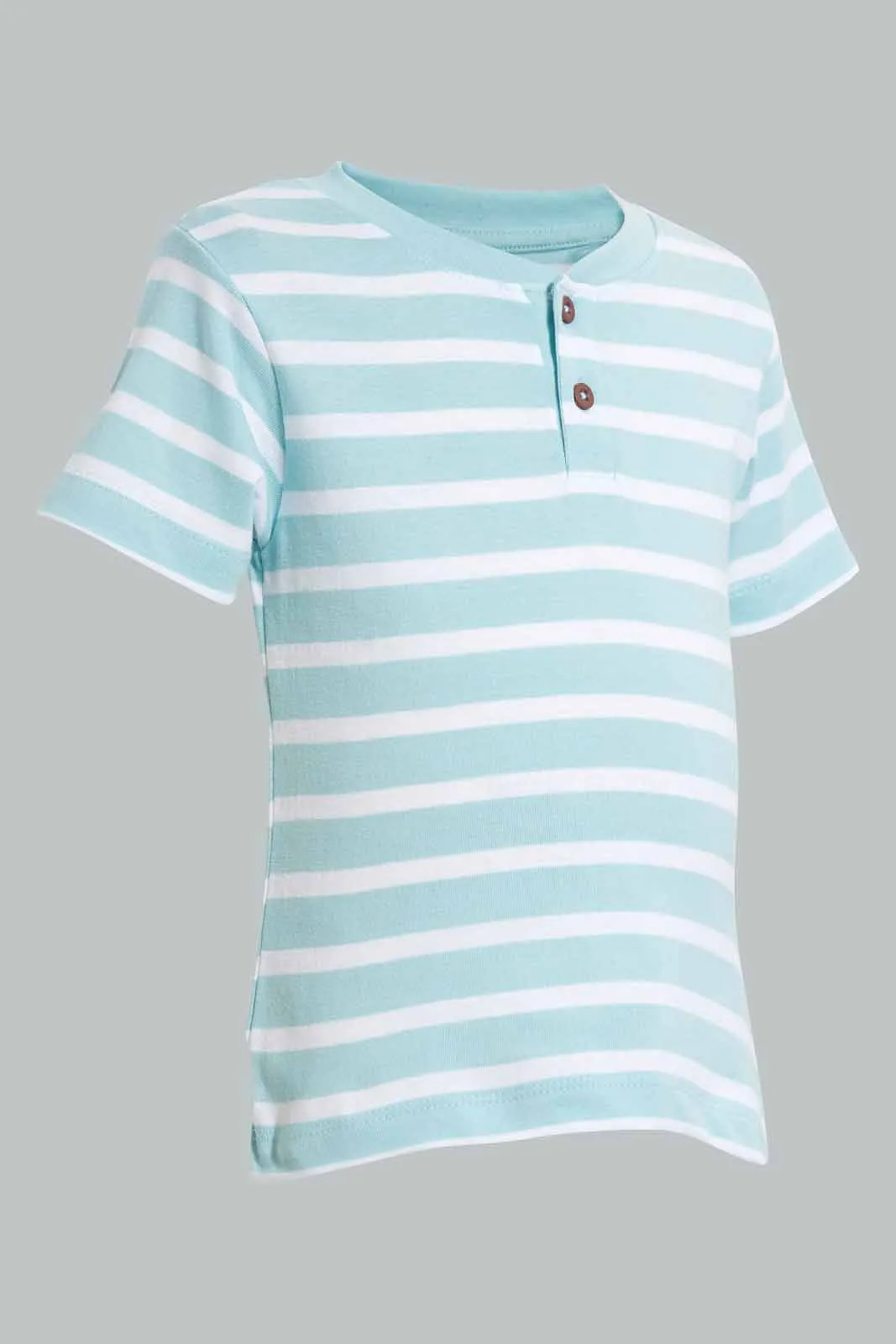 Grey And Blue Henley T-Shirt For Baby Boys (Pack of 2)