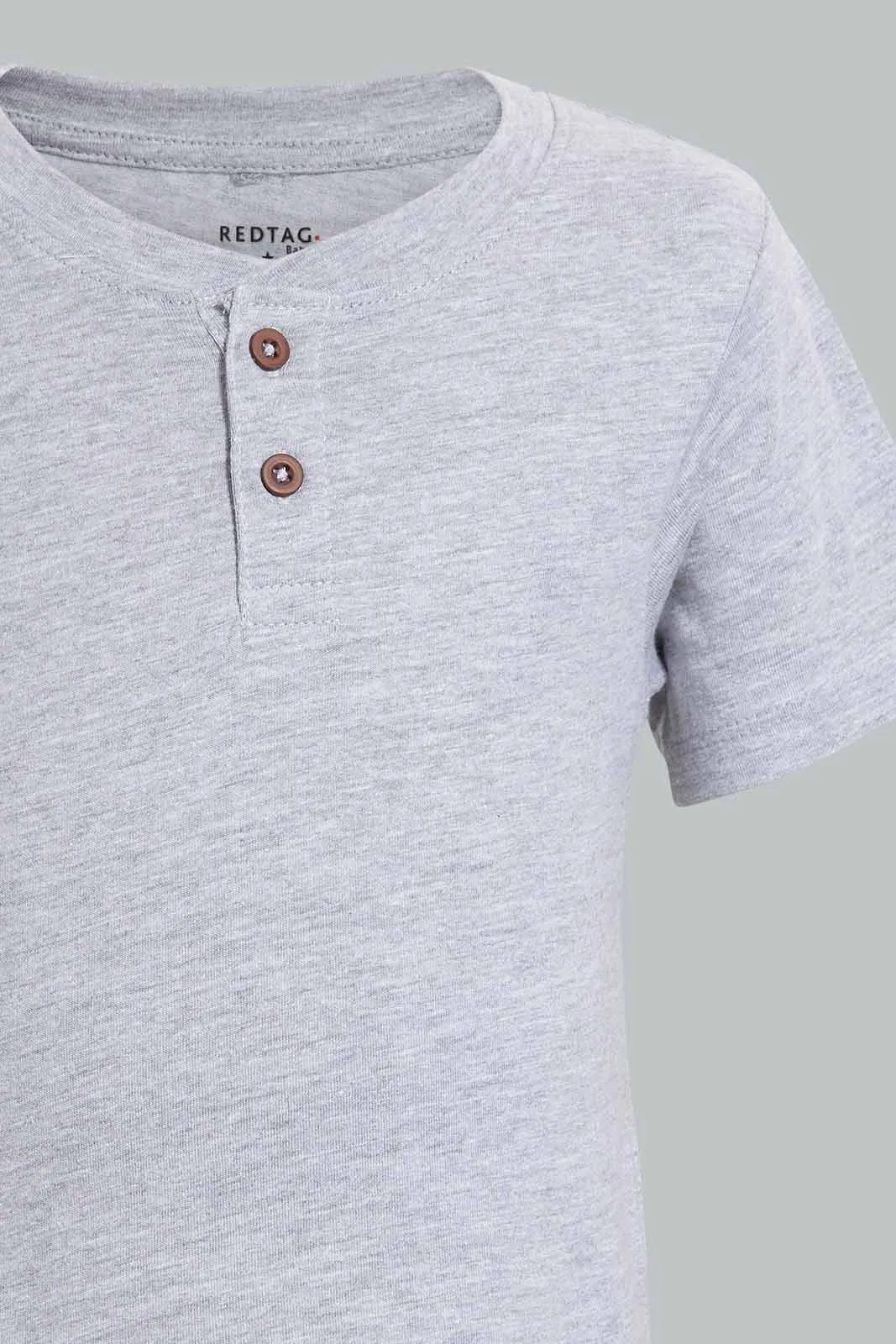 Grey And Blue Henley T-Shirt For Baby Boys (Pack of 2)