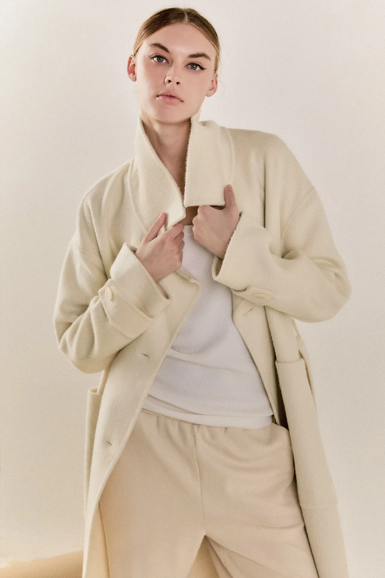 Handmade Wool Blend Belted Trench Maxi Coat