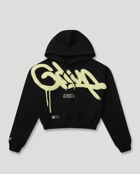 Handstyle Cropped Hoodie Black/Sorbet