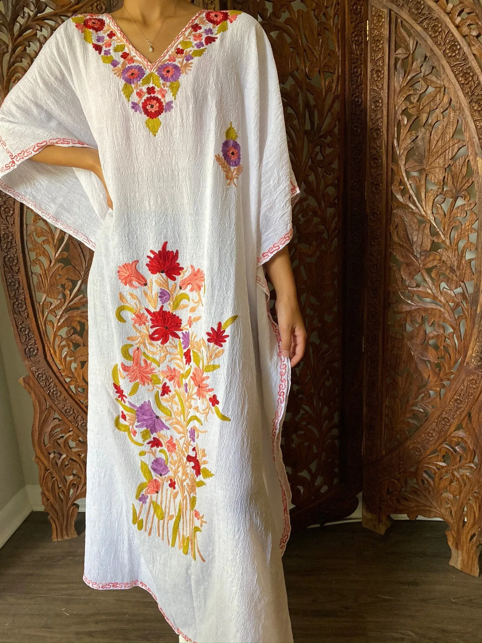 Kaftan Maxi Dress Light Pink Sherbet Housedress, Caftan 3X