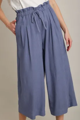Linen Wide Fit Pants with Drawstring