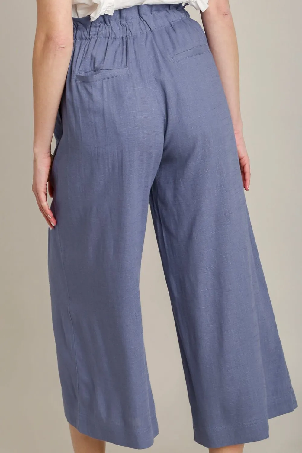 Linen Wide Fit Pants with Drawstring