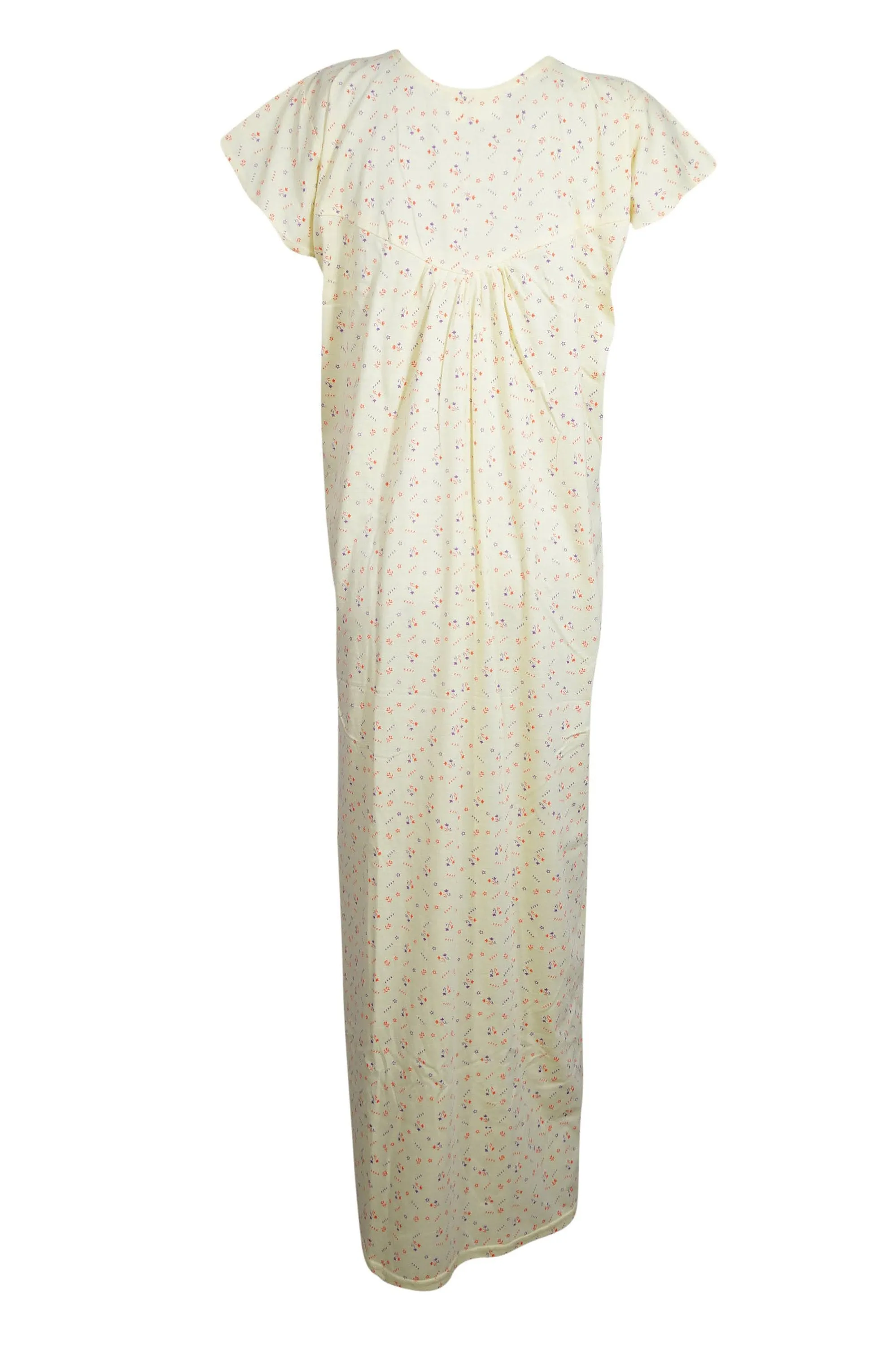 Maxi Caftan Dress, Light Yellow Floral Print Maternity M